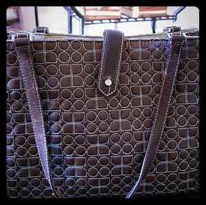 Kate Spade Quilted Dot Noel Brown & Teal Sam Tote